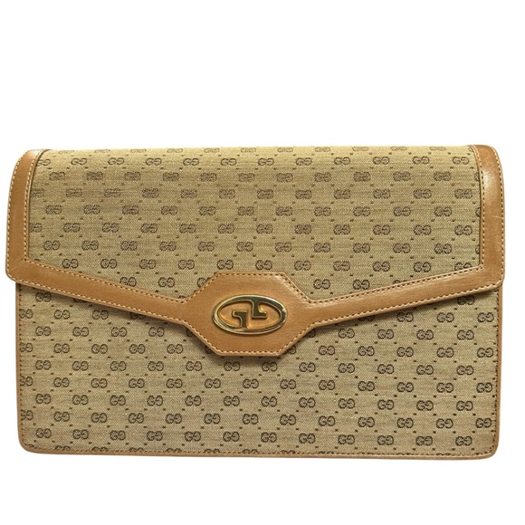 RARE Genuine Vintage GUCCI GG Logo Chain Shoulder Bag Clutch Bag Purse - Picture 12 of 16